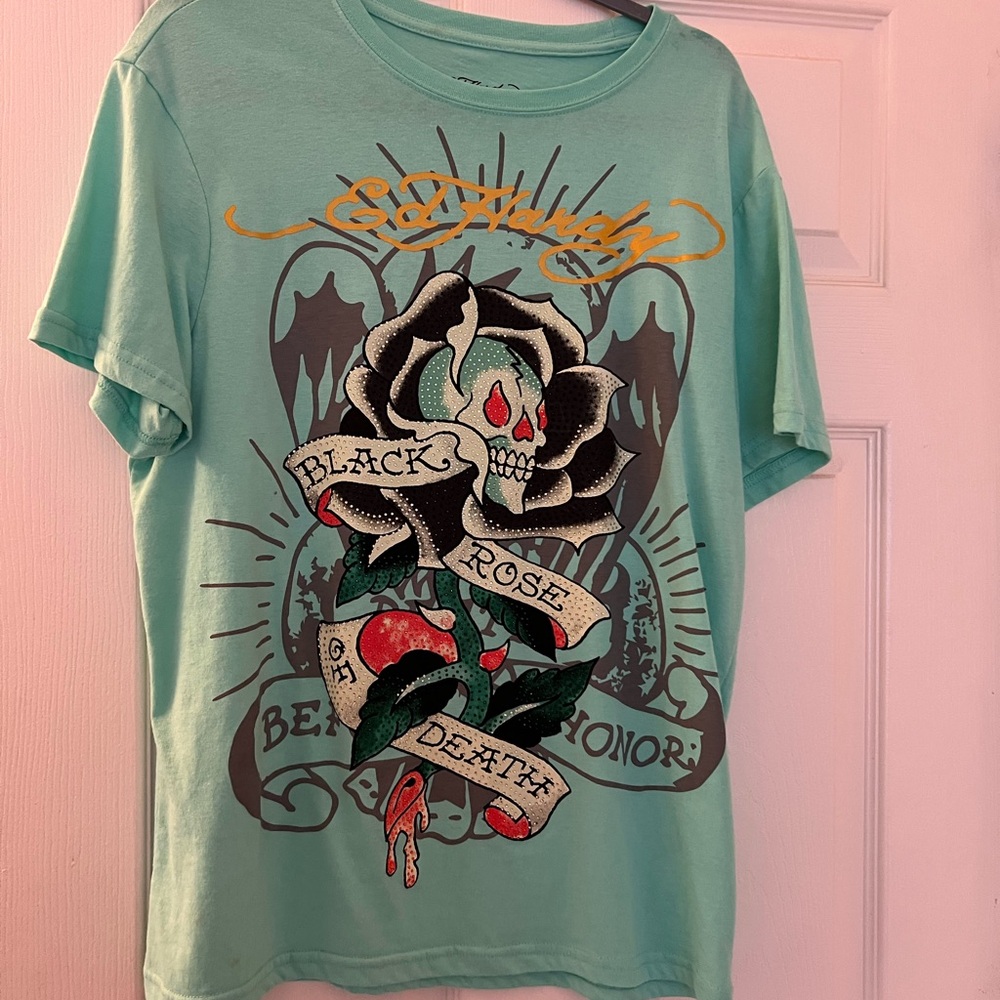 Ed Hardy Mint Green Tee with Logo